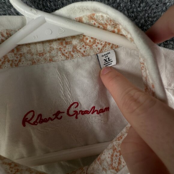 Robert Graham White Long Sleeve Button Up Shirt Men Size XL Classic Fit Swirl - Picture 7 of 16